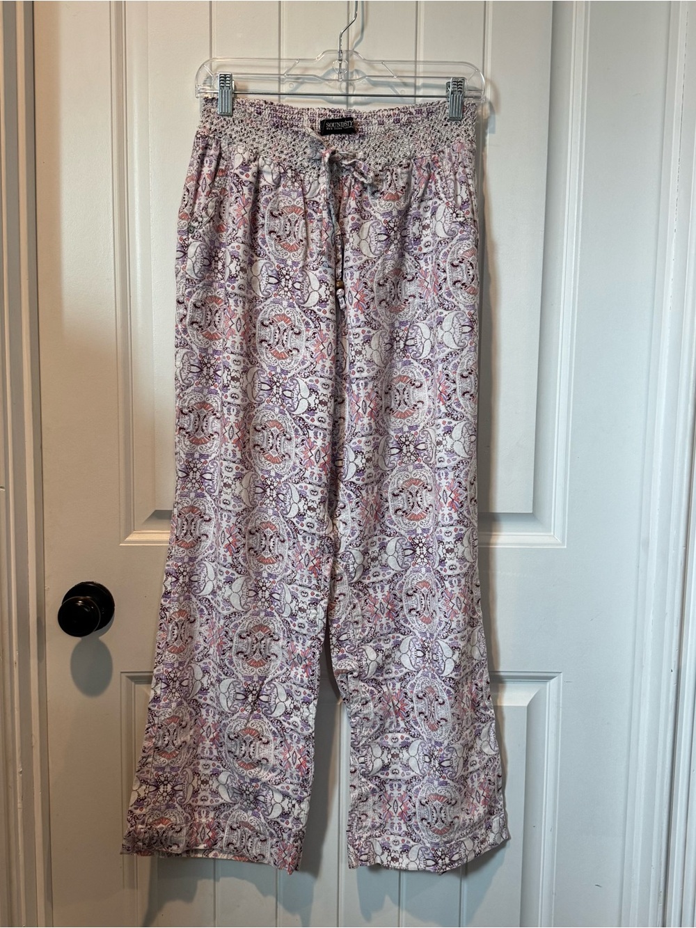 Soundstyle Lavender Paisley Straight-Leg Pants size Large